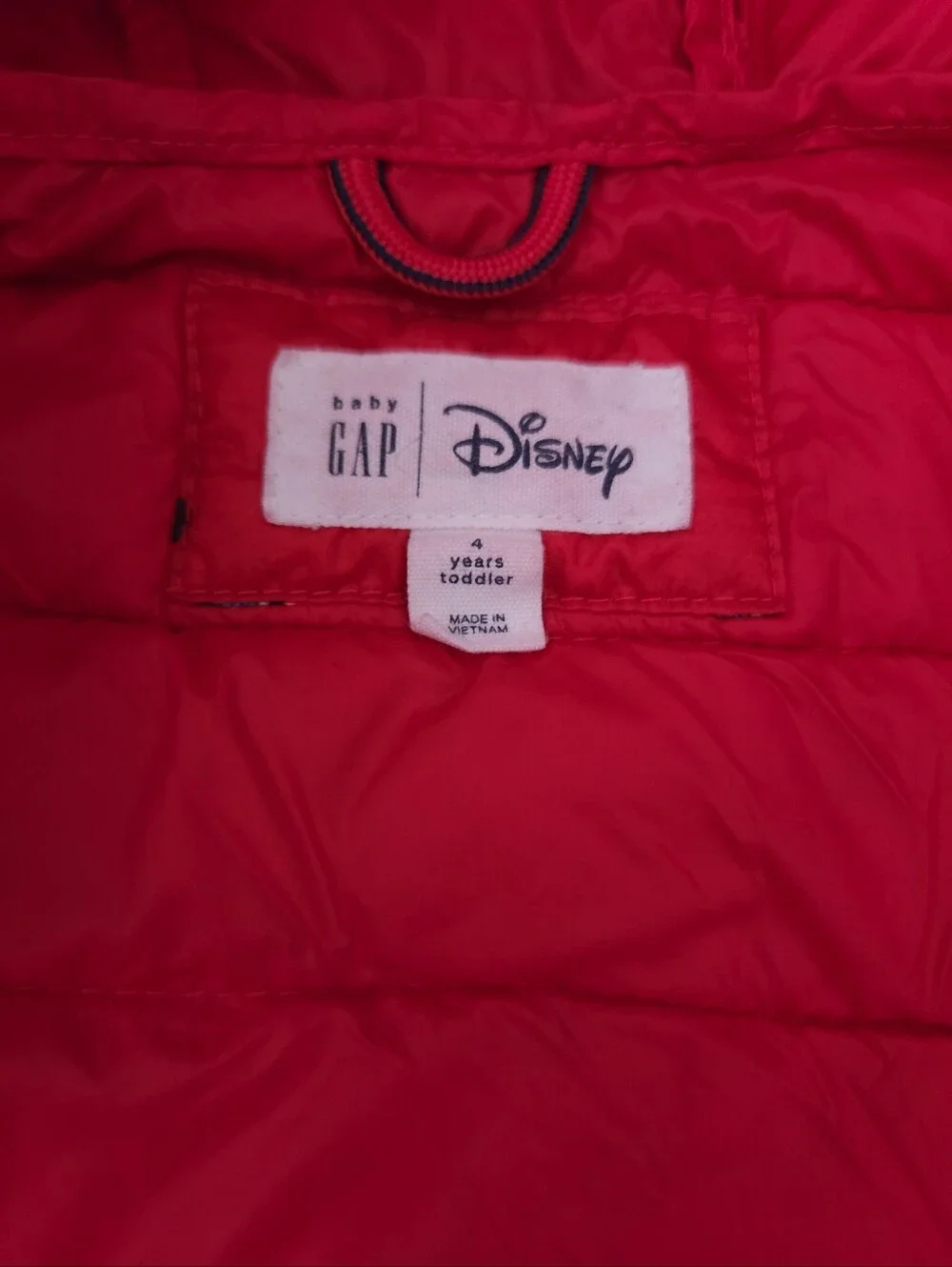 Gap Disney Kids Red Lightweight Mickey Mouse Hooded Puffer Jacket 4